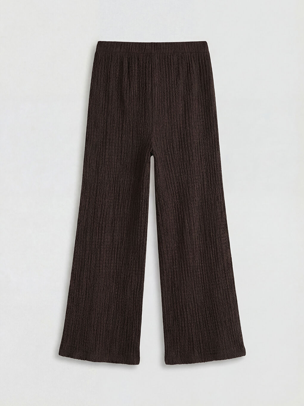 Kahverengi Beli Lastikli Kız Çocuk Geniş Paça Pantolon-1