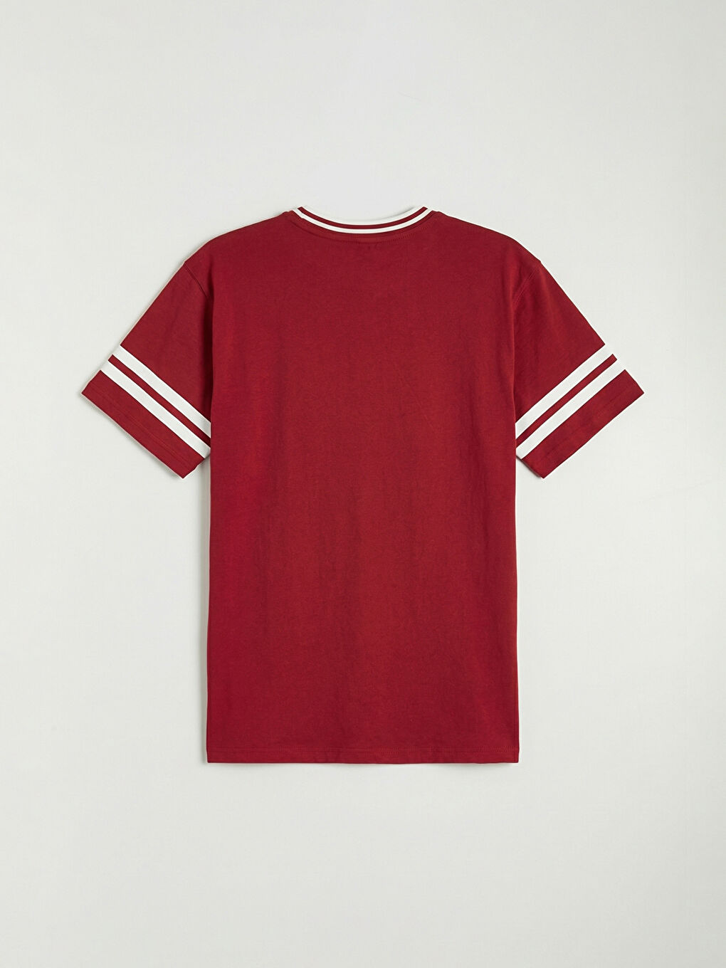 Bordo Bisiklet Yaka Baskılı Kız Çocuk Tişört-1