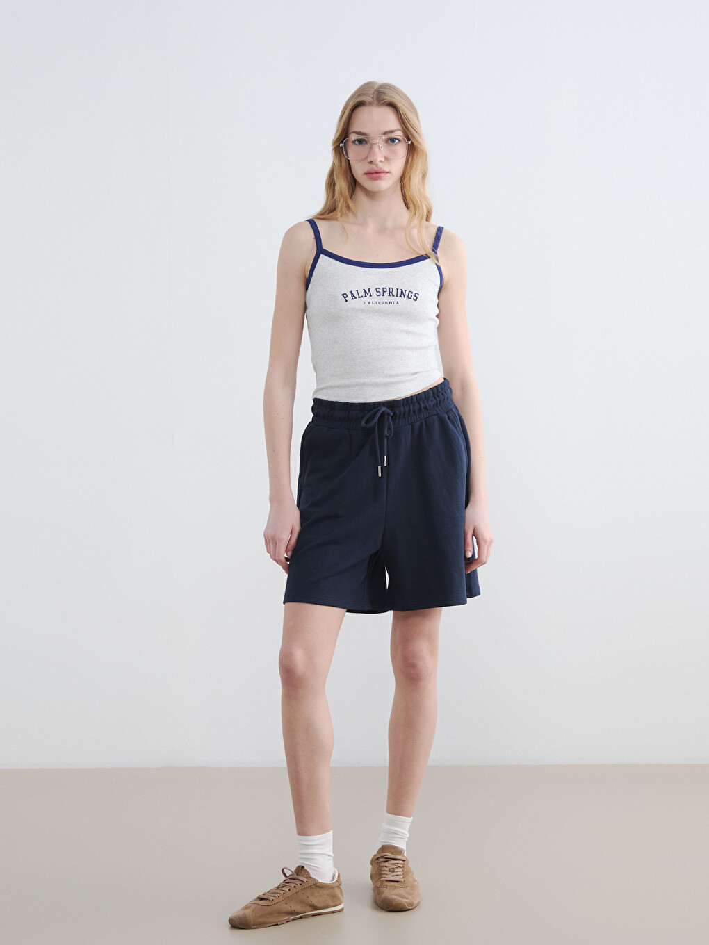 Spaghetti Strap Palm Springs Printed Women's Crop-1