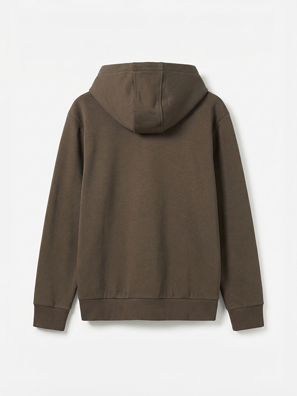 Kahverengi Kapüşonlu Standard Fit Erkek Fermuarlı Sweatshirt-1