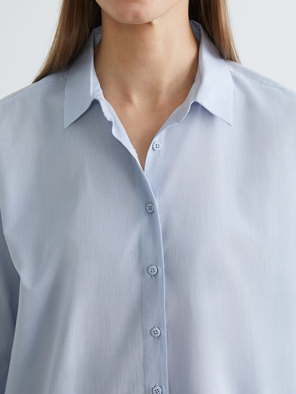 Karışık Dokulu Gabardin Kadın Gömlek-2