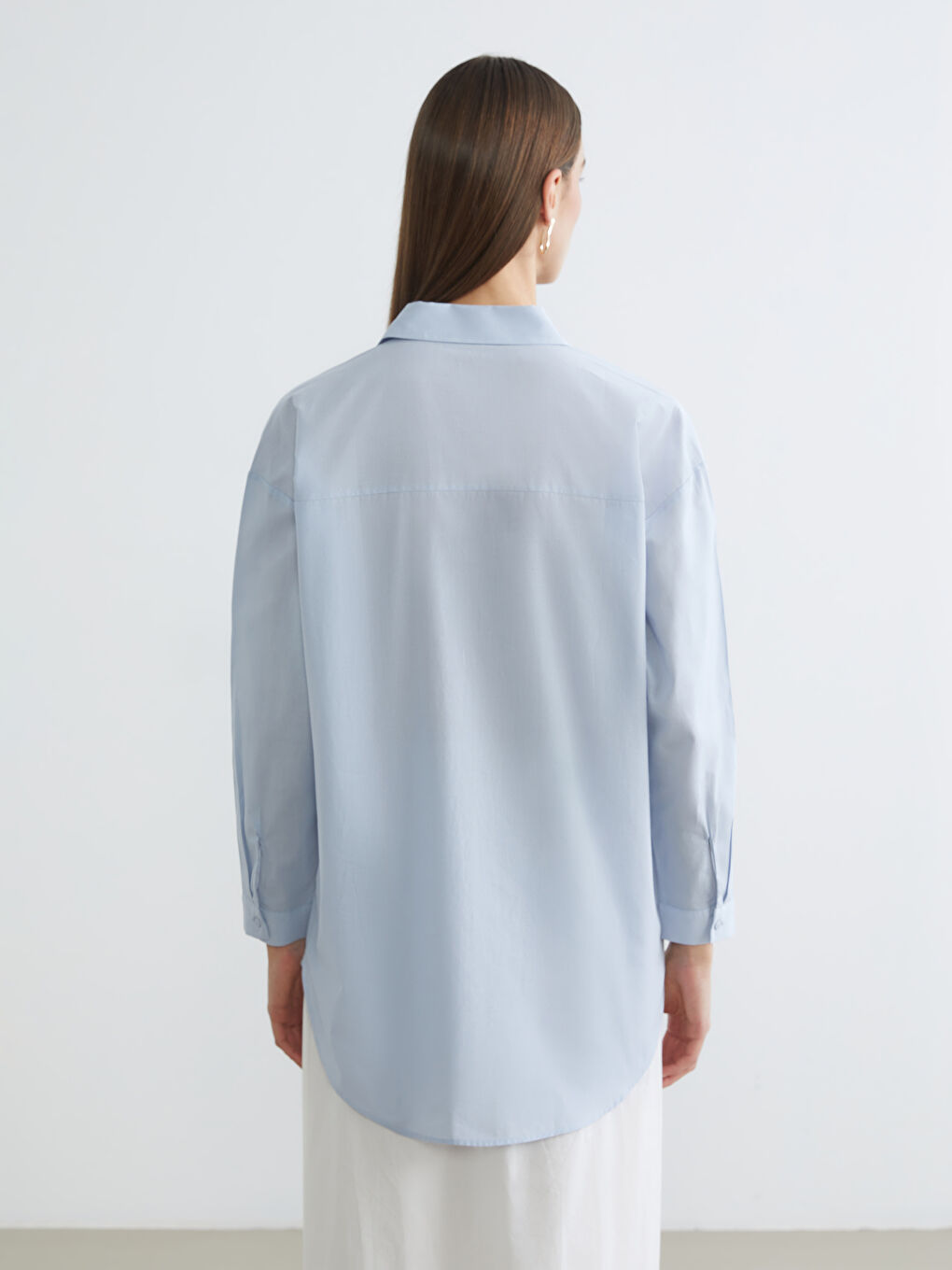 Karışık Dokulu Gabardin Kadın Gömlek-3