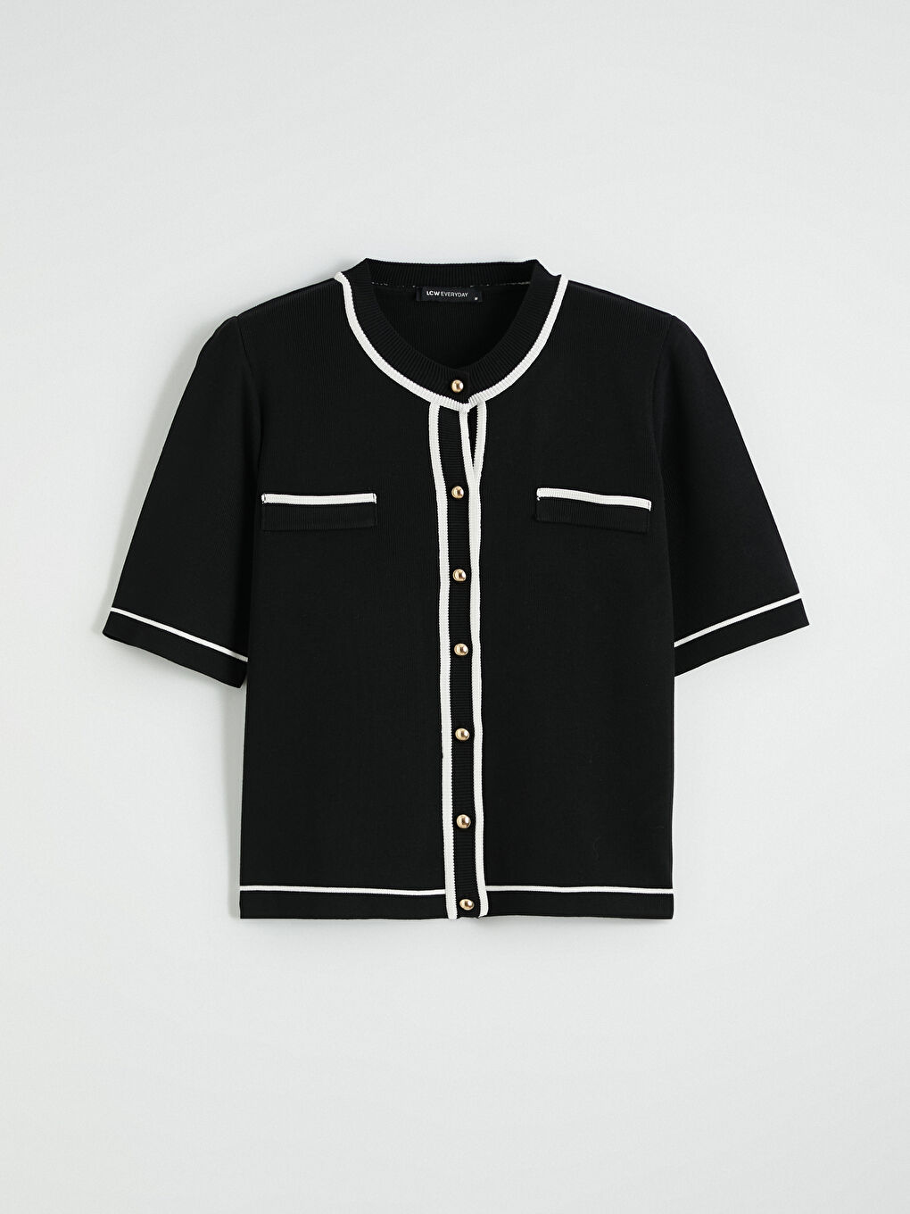 Crew Neck Striped Detail Women's Knitwear Cardigan-4