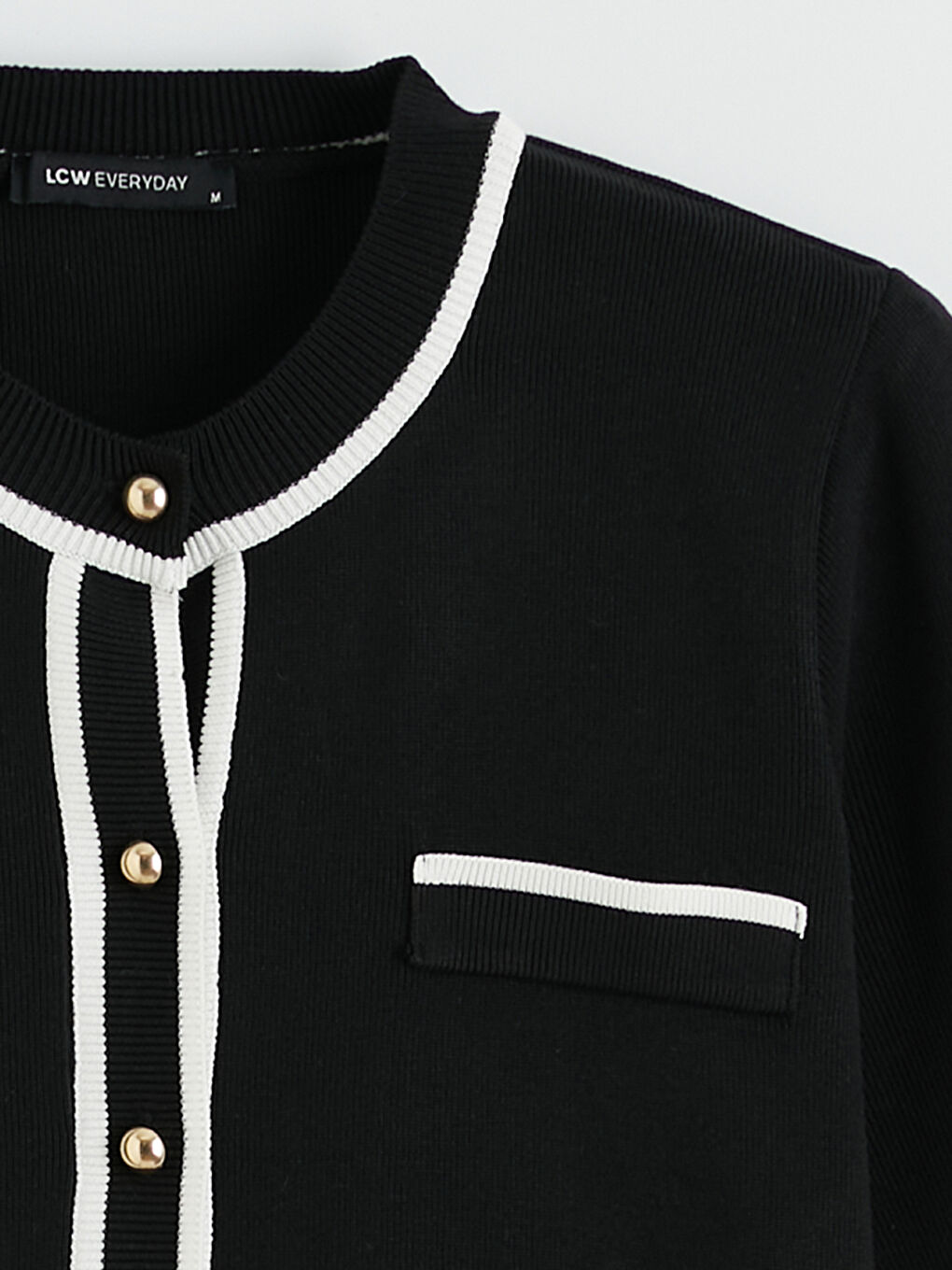 Crew Neck Striped Detail Women's Knitwear Cardigan-5