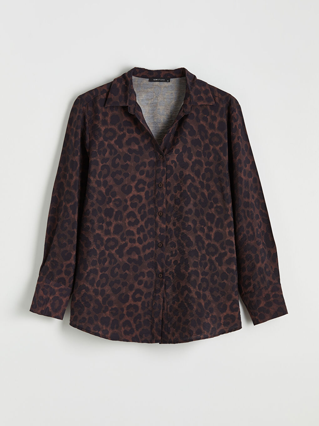 Kahverengi Leopar Desenli Kadın Gömlek