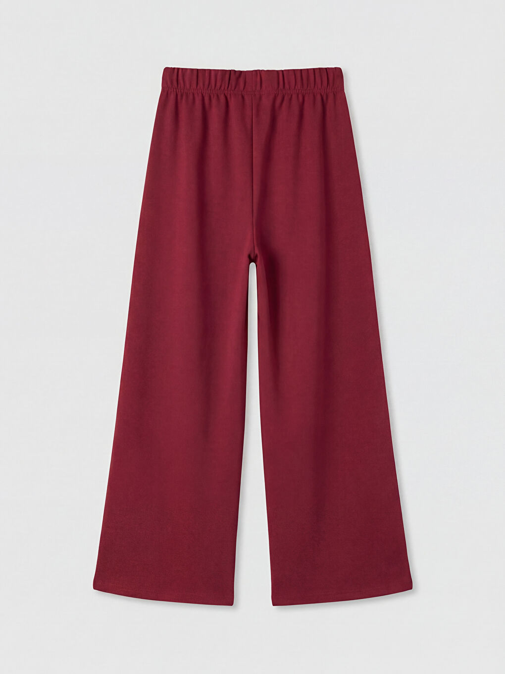 Bordo Beli Lastikli Geniş Paça Kız Çocuk Eşofman Altı-1
