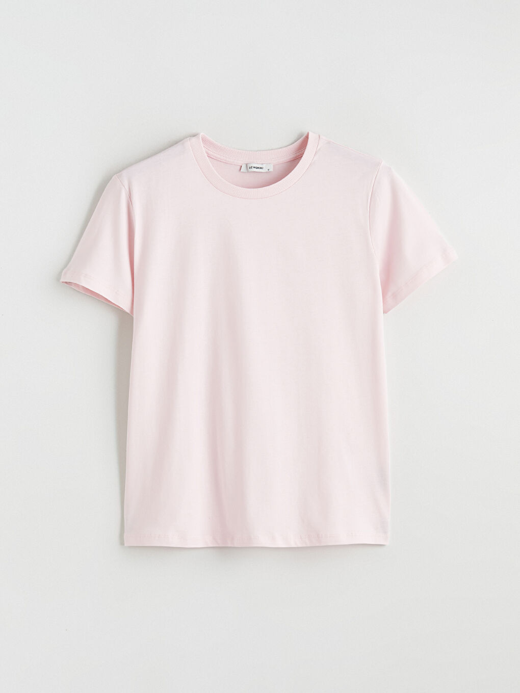 Pembe Bisiklet Yaka Kadın Tişört-4