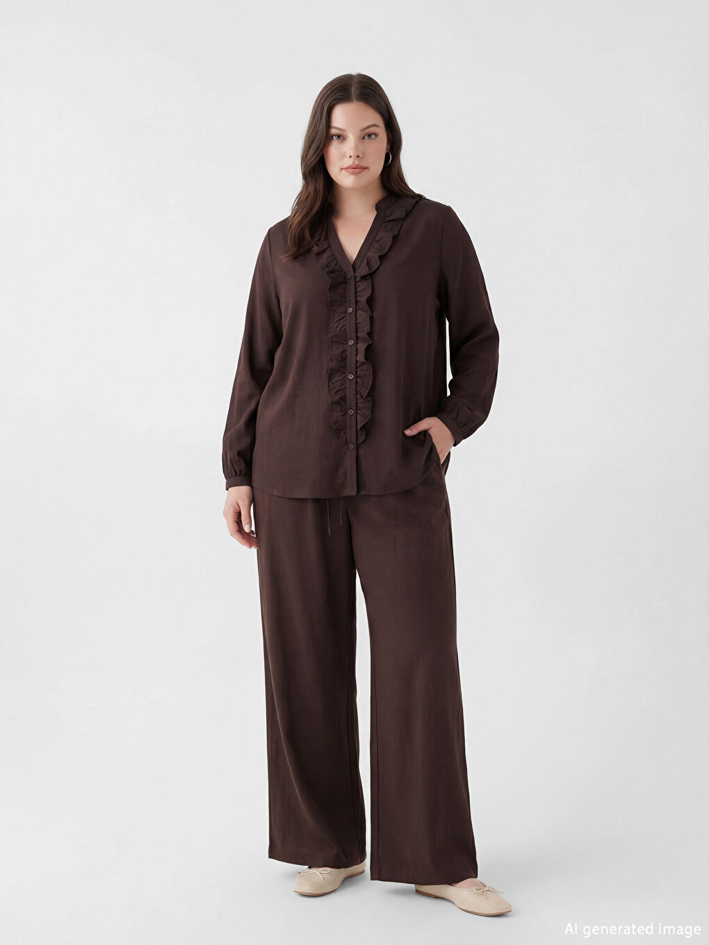 Elastic Waist Wide Leg Women's Trousers-1