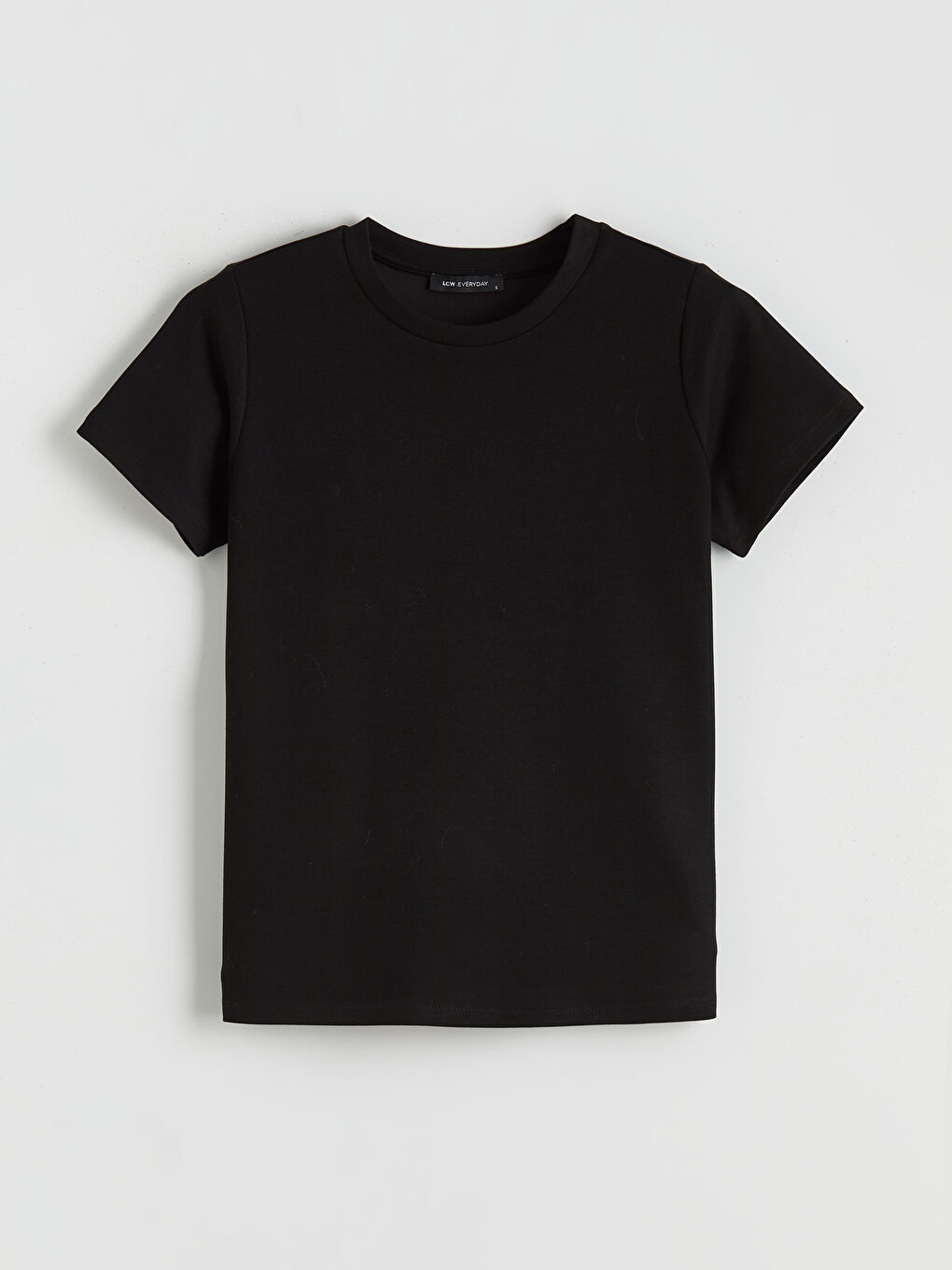 Siyah Bisiklet Yaka Soft Touch Kadın Tişört-4