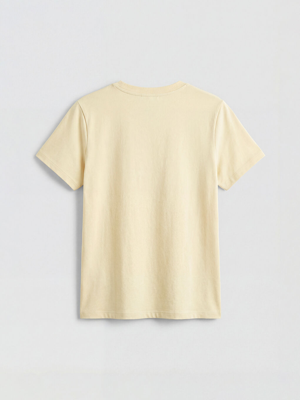 Bej Bisiklet Yaka Kadın Tişört-1