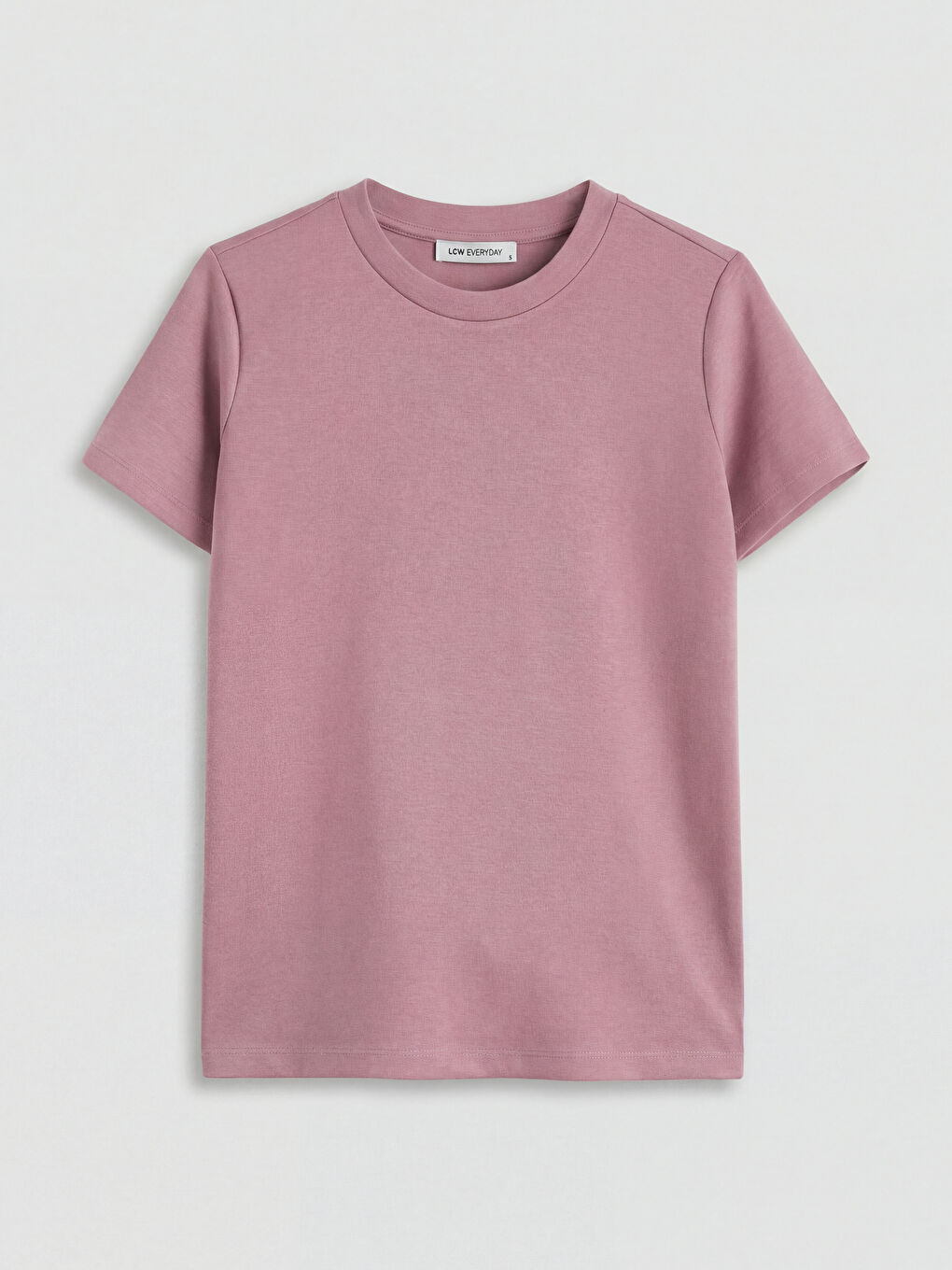 Pembe Bisiklet Yaka Soft Touch Kadın Tişört	-4