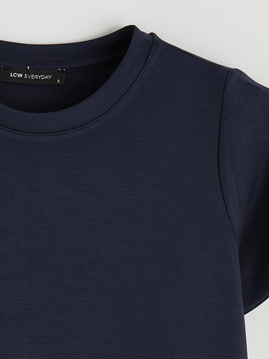 Lacivert Bisiklet Yaka Soft Touch Kadın Tişört-1