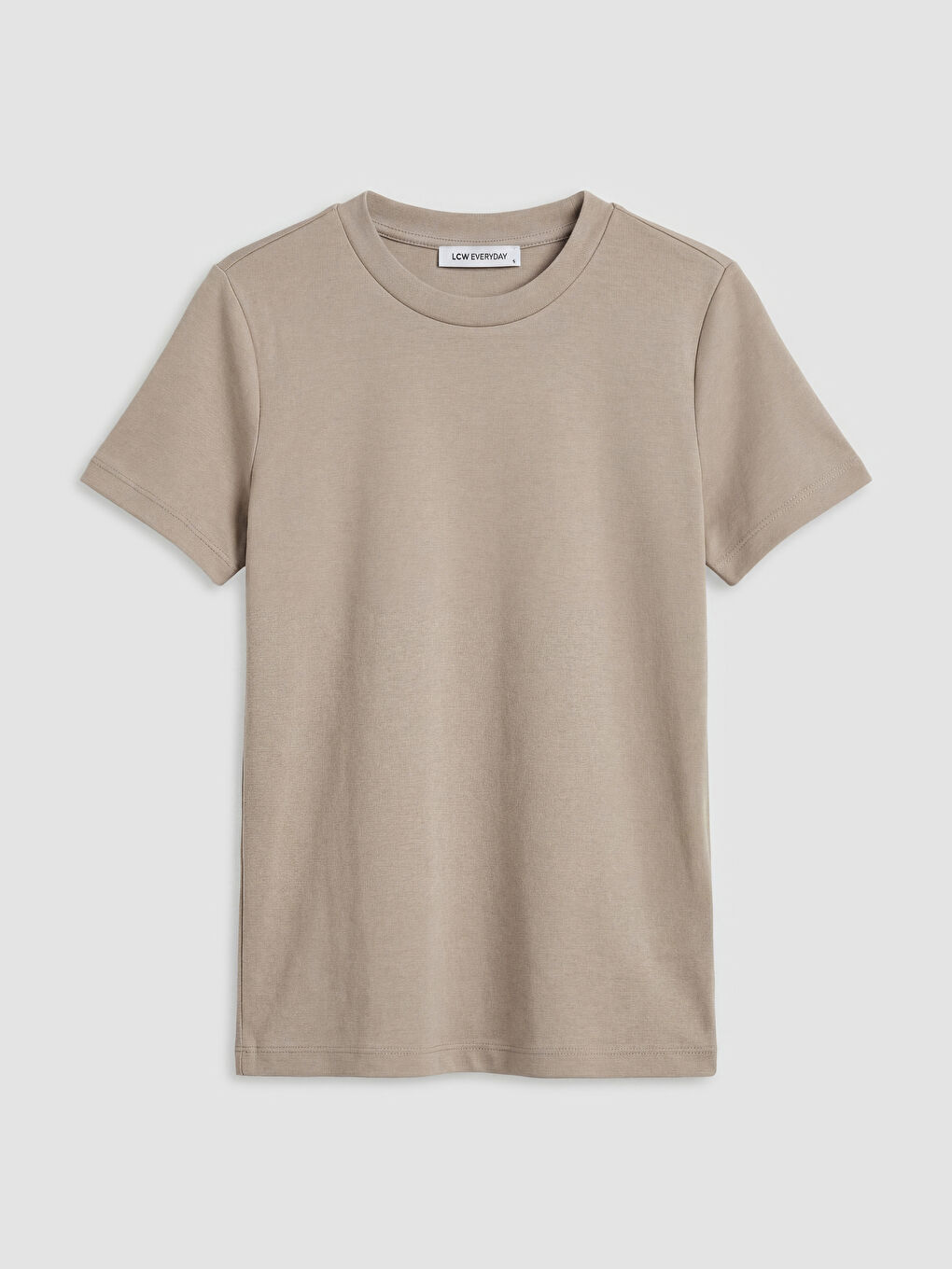 Kahverengi Bisiklet Yaka Soft Touch Kadın Tişört	