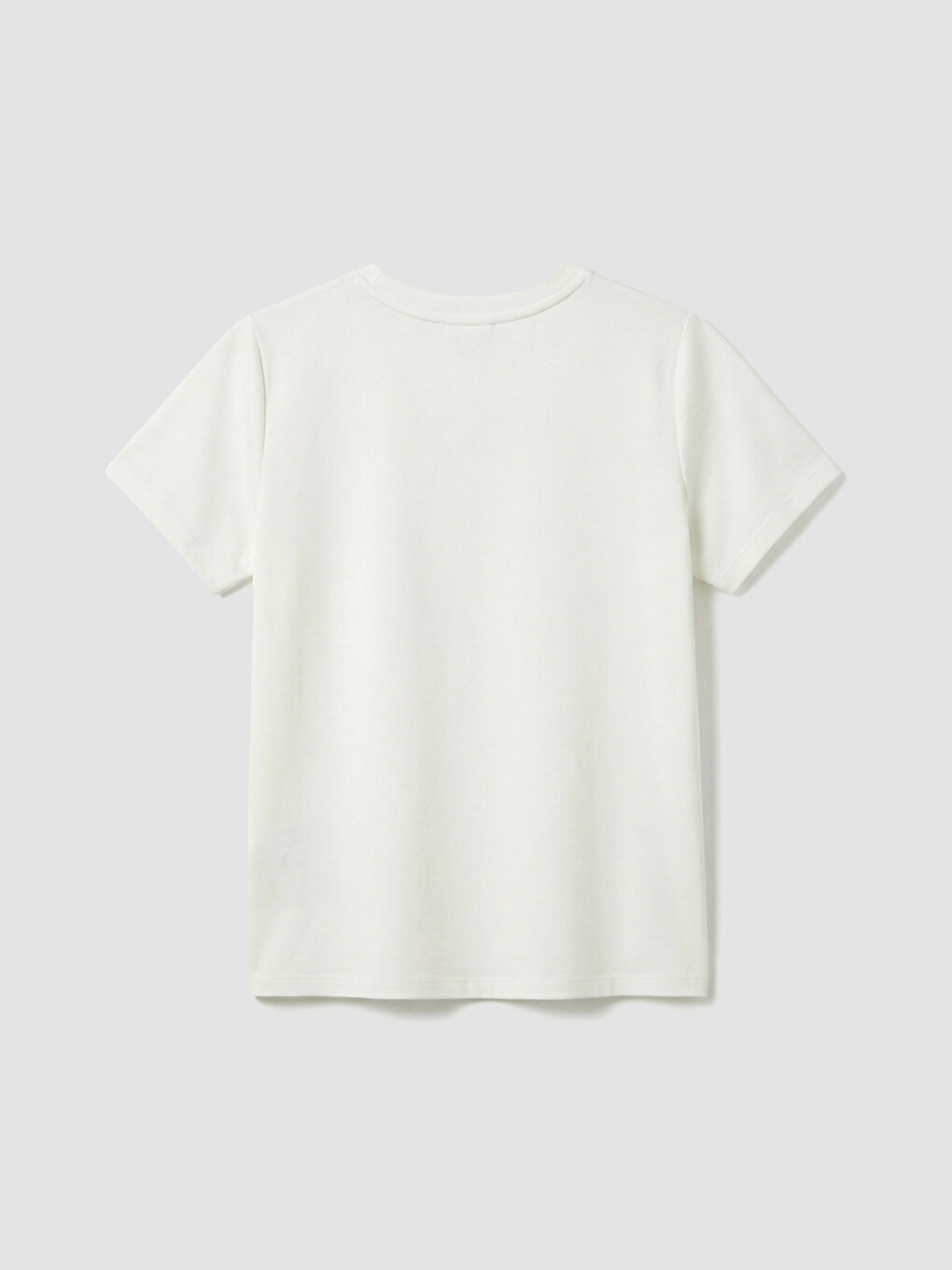 Ekru Bisiklet Yaka Soft Touch Kadın Tişört-5