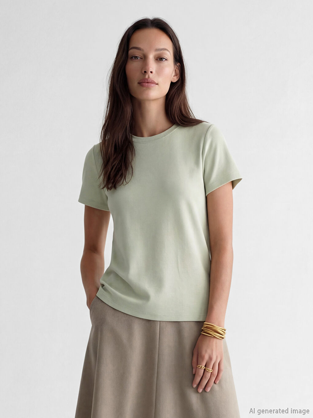 Tricou Basic cu guler rotund, atingere fină, pentru femei