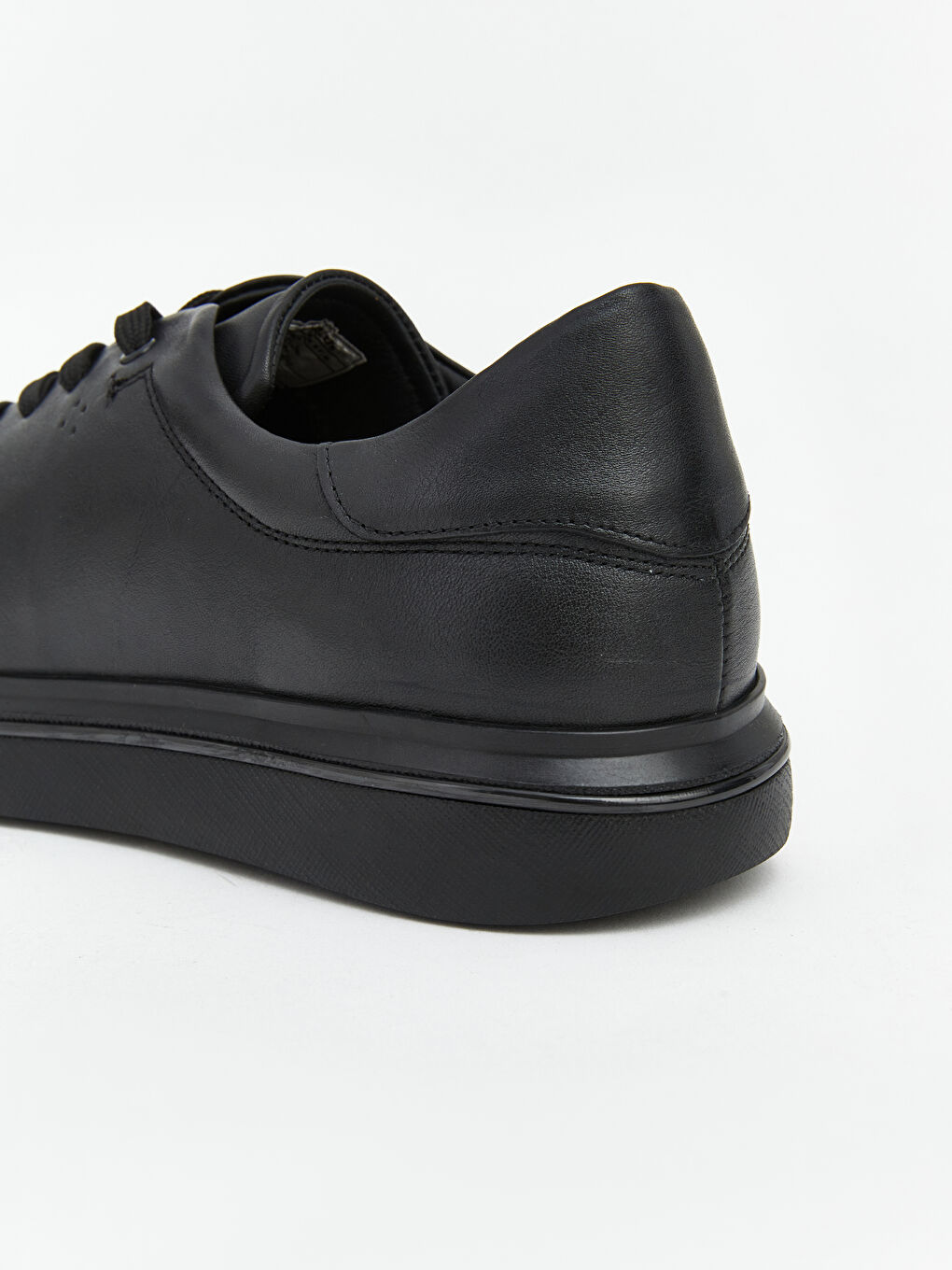 Siyah Hakiki Deri Bağcıklı Erkek Spor Ayakkabı-3