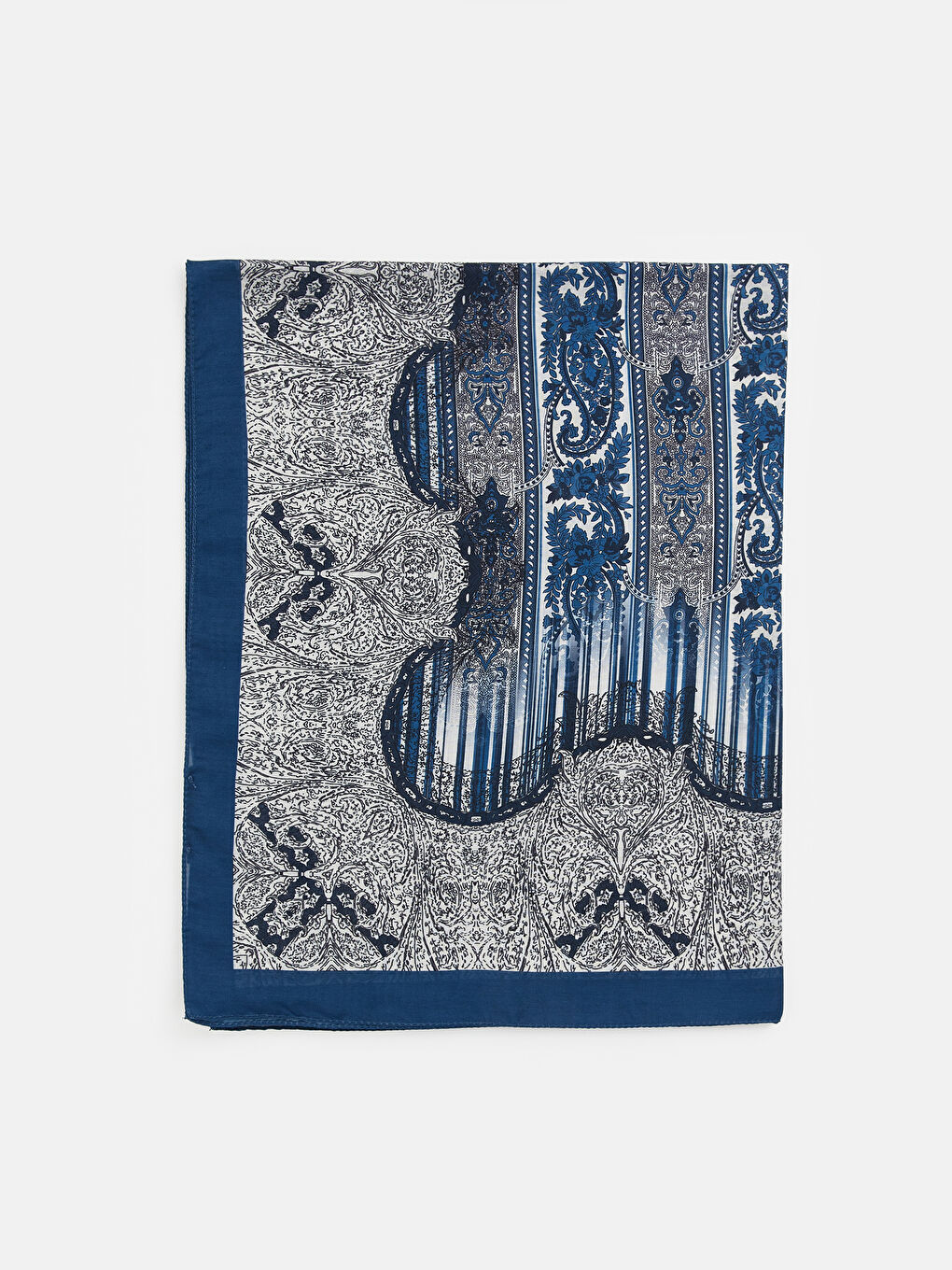 Lacivert Desenli Kadın Şal-1