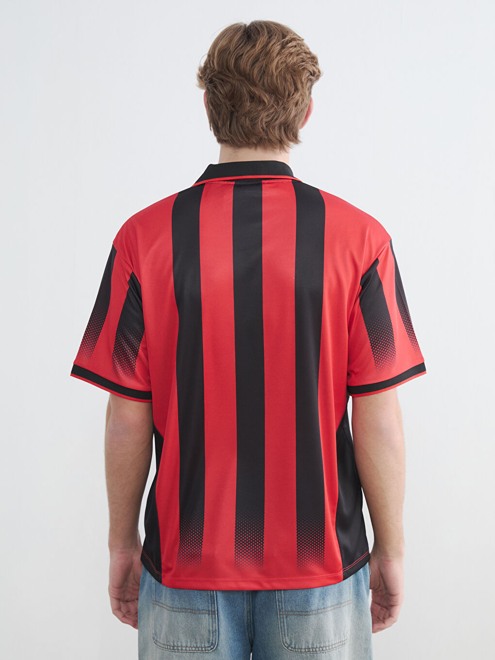 Kırmızı  Polo Yaka Initial D Baskılı Erkek Tişört-3