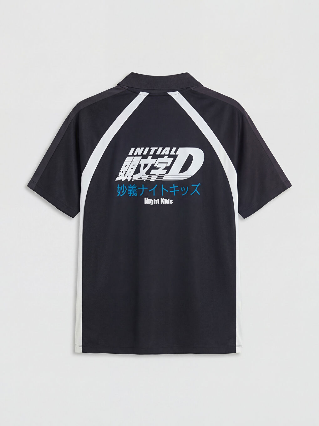 Siyah Polo Yaka Baskılı Erkek Tişört-1