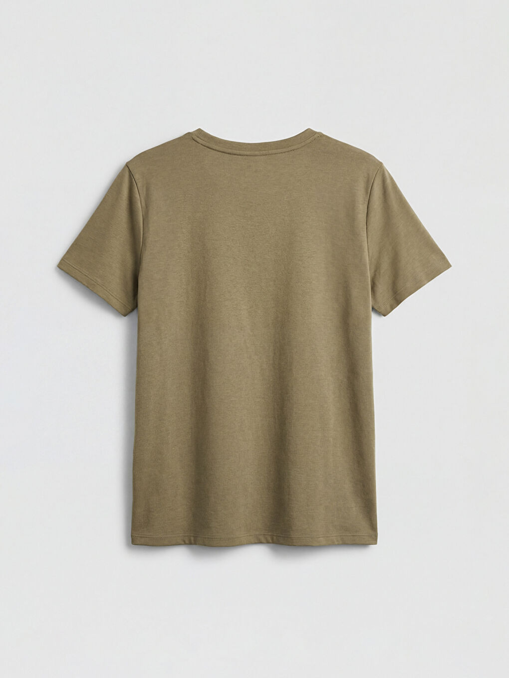 Haki Bisiklet Yaka Soft Touch Kadın Tişört-5