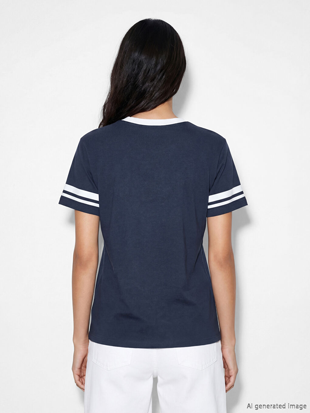 Lacivert V Yaka Harry Potter Baskılı Oversize Kadın Tişört-3