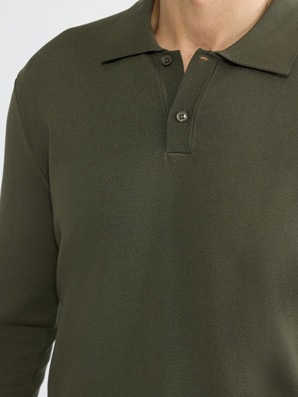 Haki Polo Yaka Triko Erkek Kazak-3