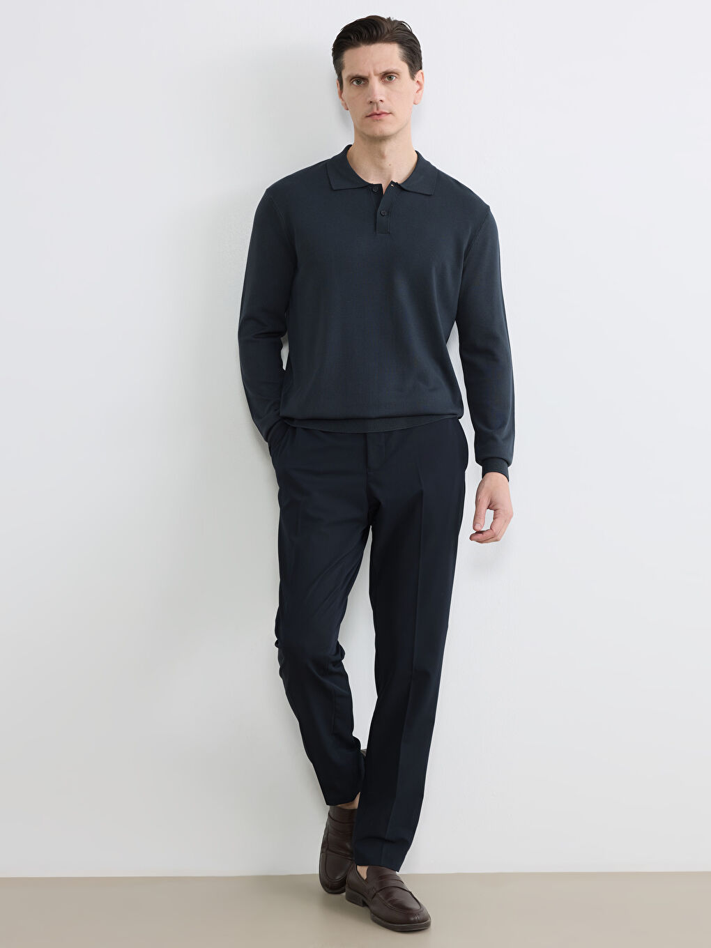 Antrasit Polo Yaka Triko Erkek Kazak-1