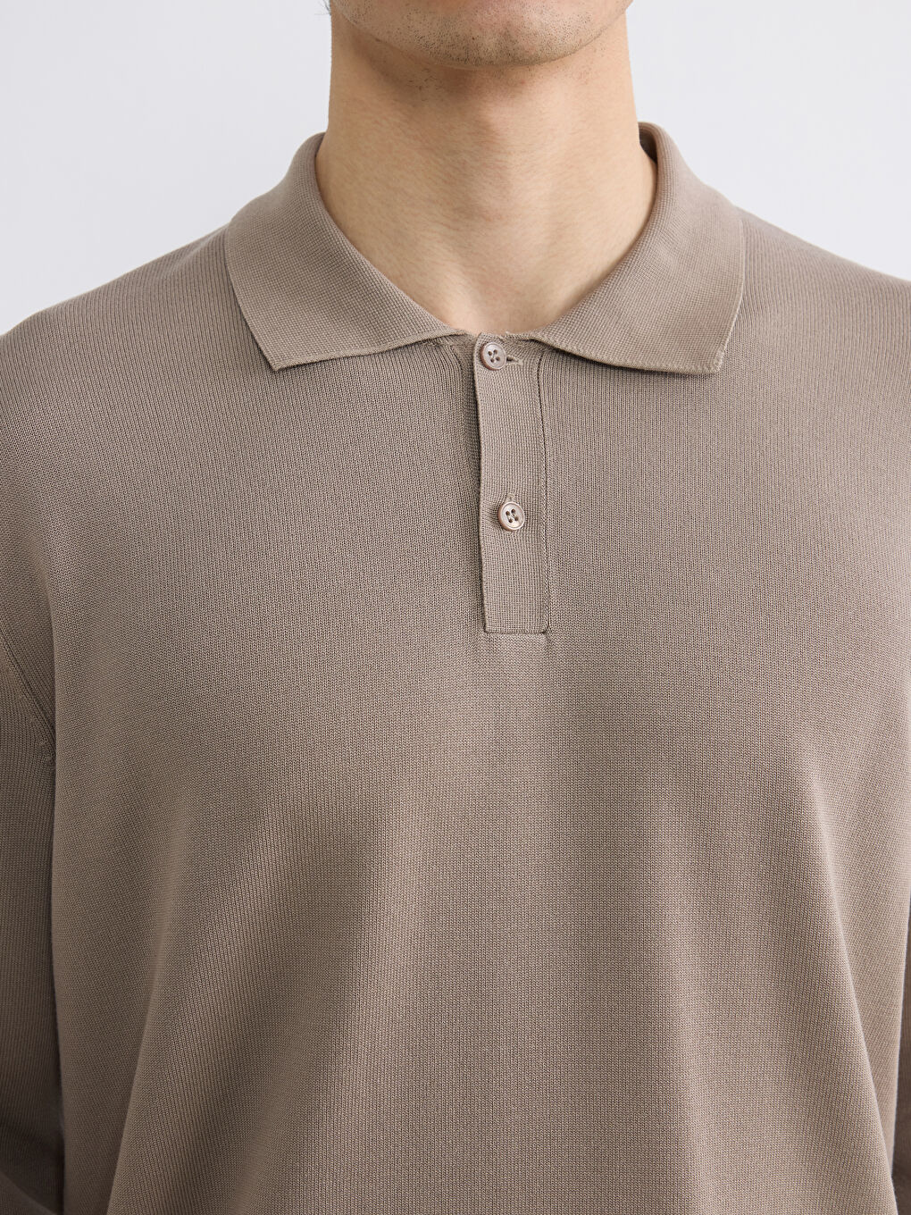 Kahverengi Polo Yaka Triko Erkek Kazak-2