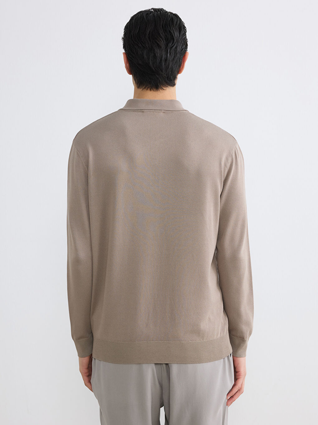 Kahverengi Polo Yaka Triko Erkek Kazak-3