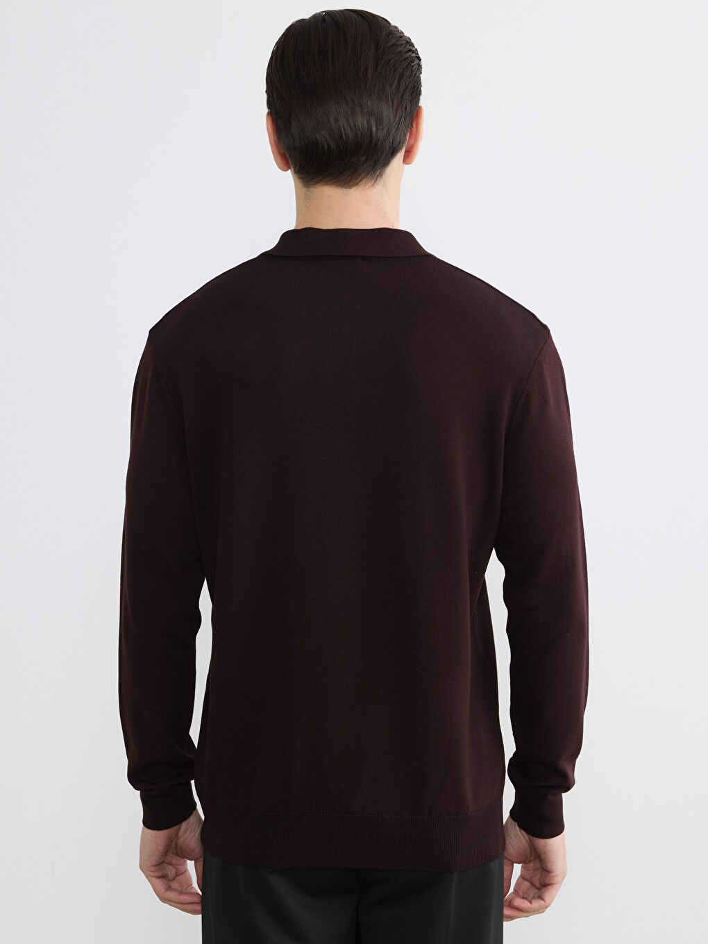 Kahverengi Polo Yaka Triko Erkek Kazak-4