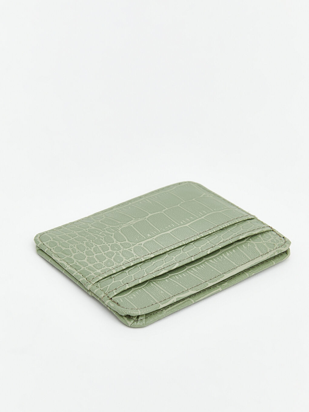 Yeşil Kroko Desenli Kadın Cüzdan Kartlık-1