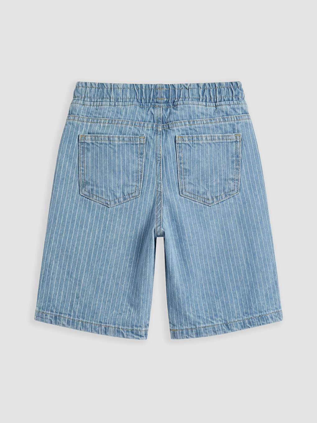 Mavi Beli Lastikli Çizgili Erkek Çocuk Jean Şort-1