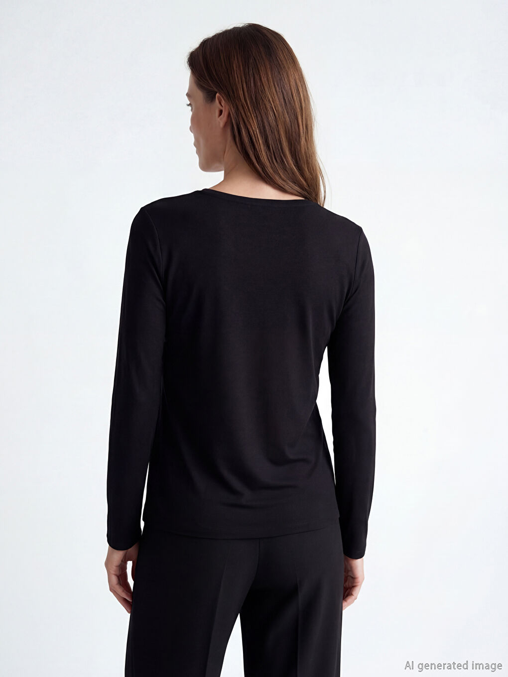 Siyah Bisiklet Yaka Desenli Bluz-2