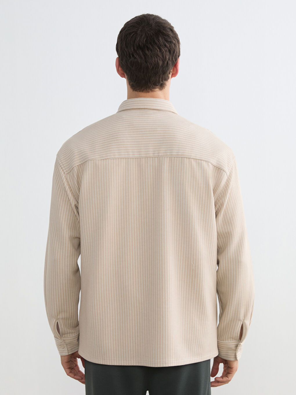 Bej Regular Fit Dokulu Erkek Gömlek-3
