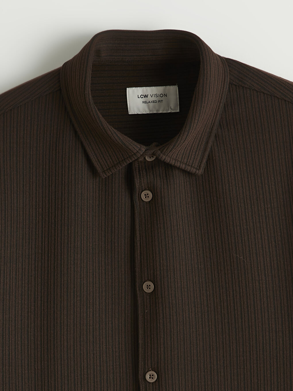 Kahverengi Regular Fit Çizgili Erkek Gömlek-1