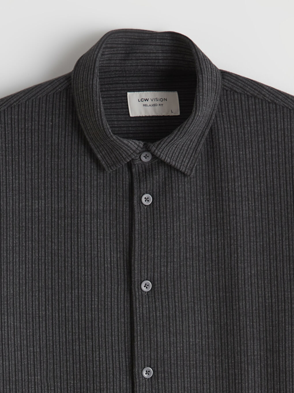 Gri Regular Fit Çizgili Erkek Gömlek-1