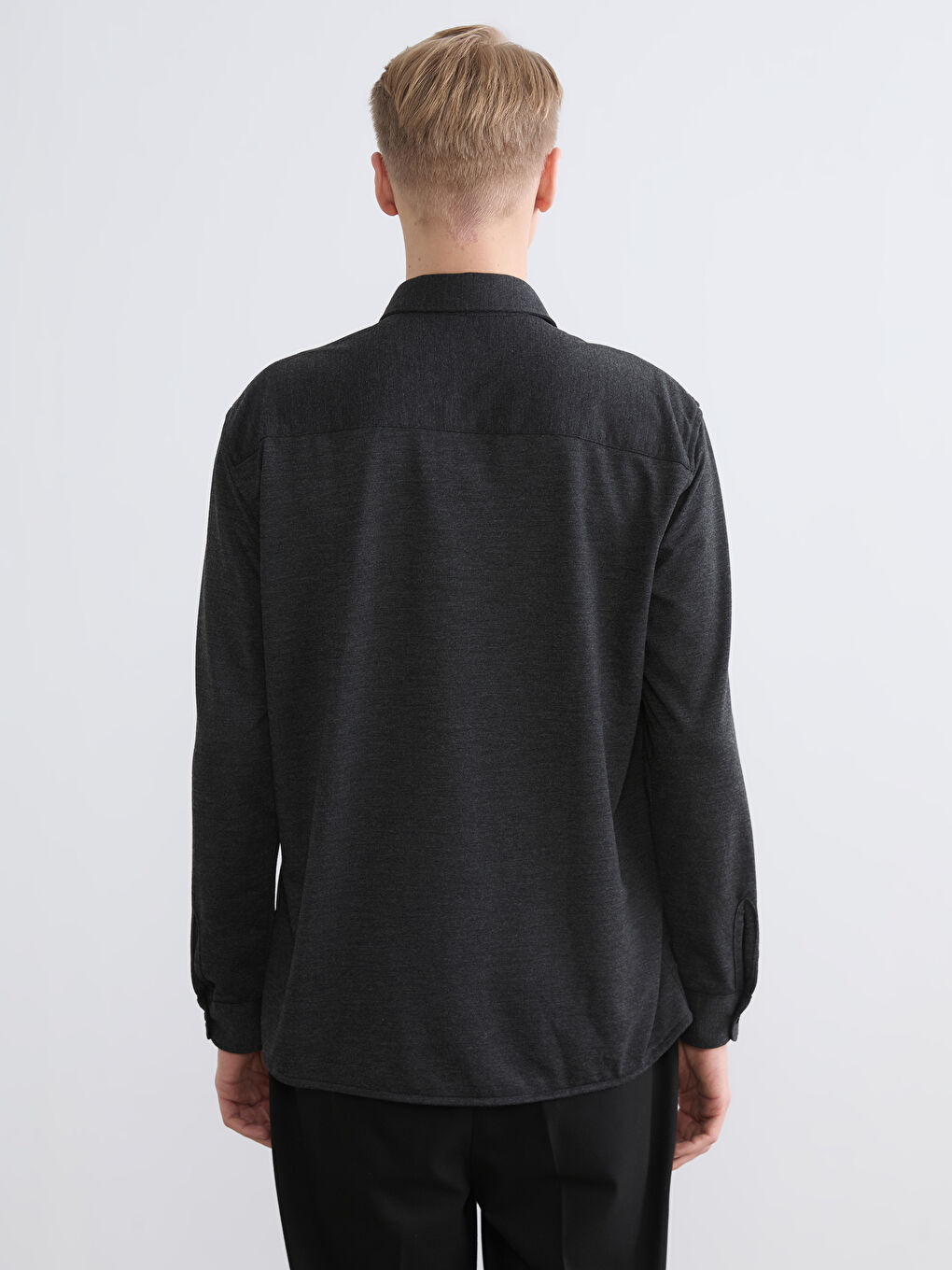 Antrasit Regular Fit Erkek Dokulu Gömlek-3
