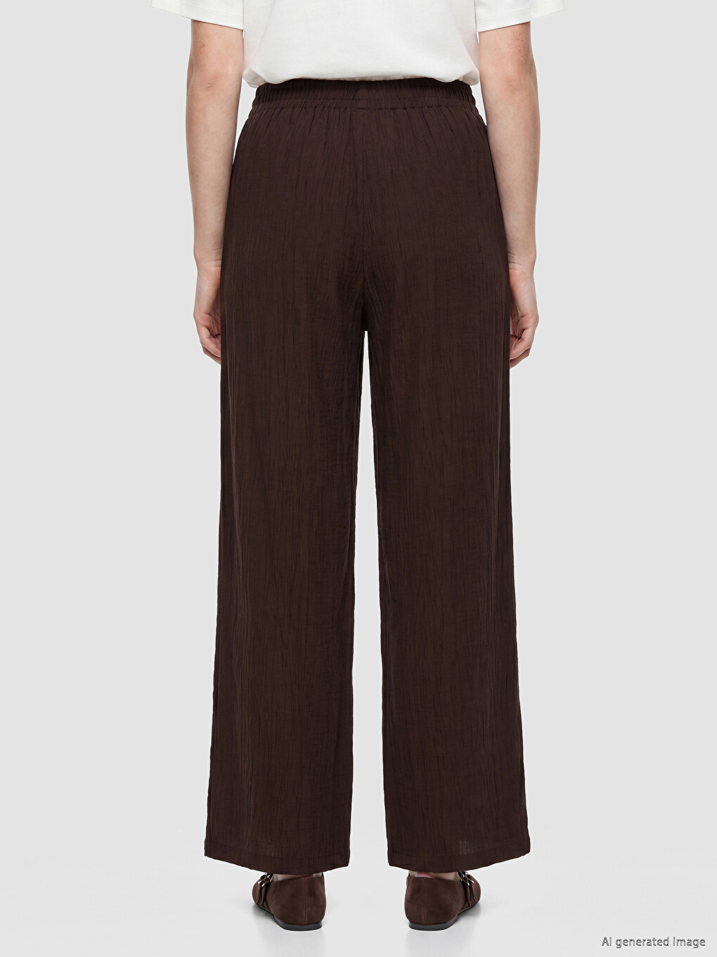 Elastic Waist Textured Women's Trousers-3