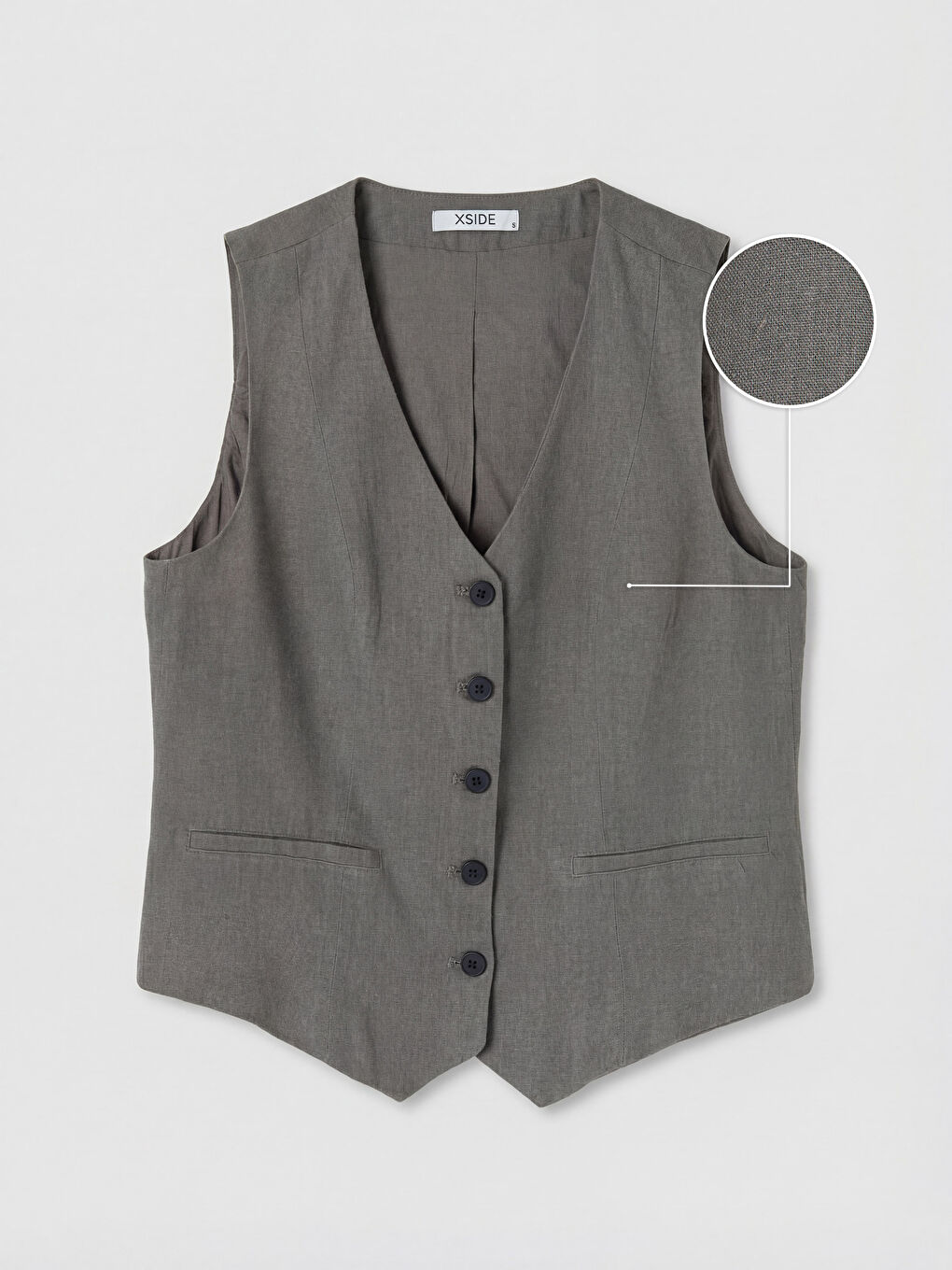 Linen Blend Women's Classic Waistcoat-4