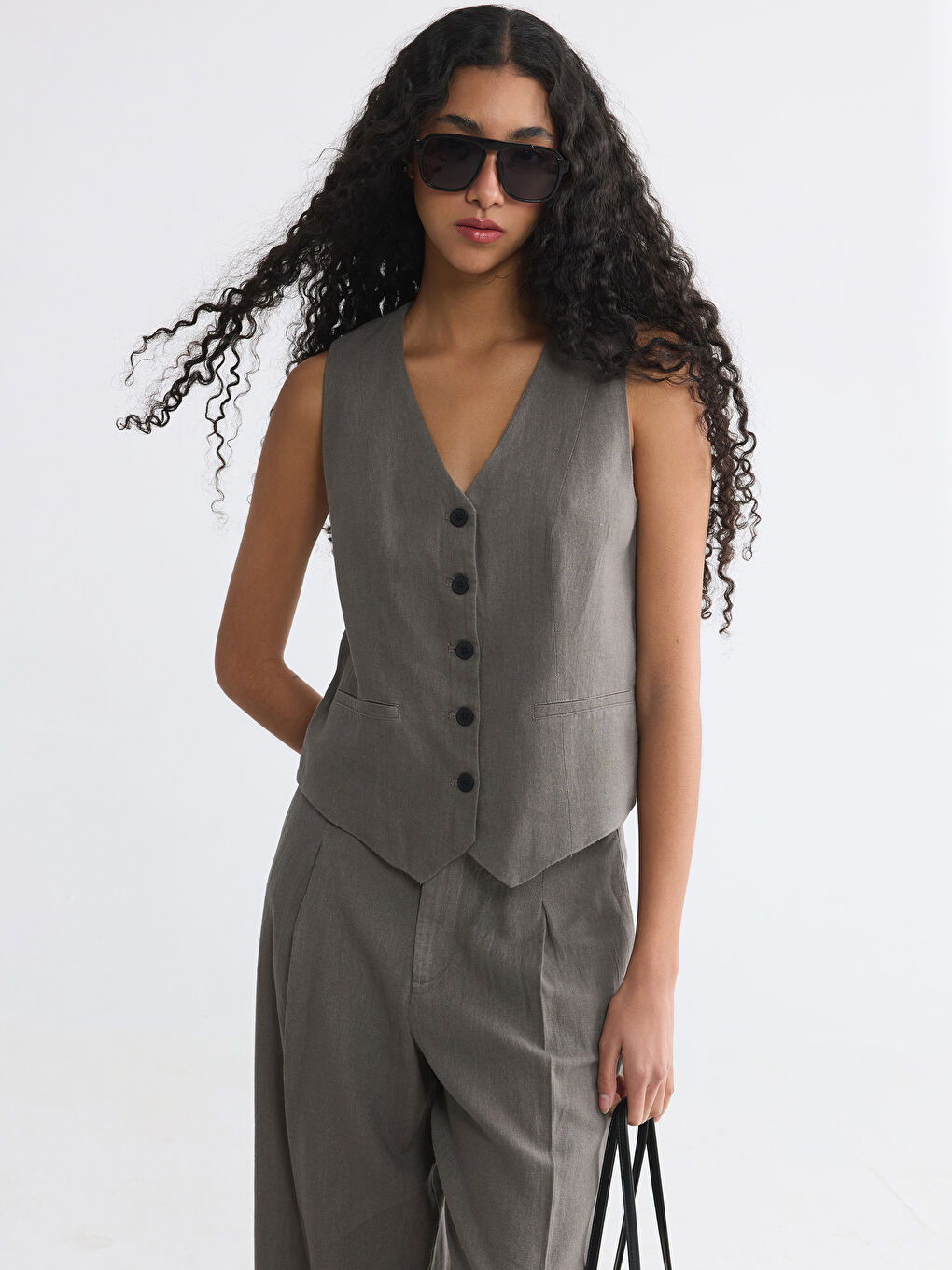 Linen Blend Women's Classic Waistcoat