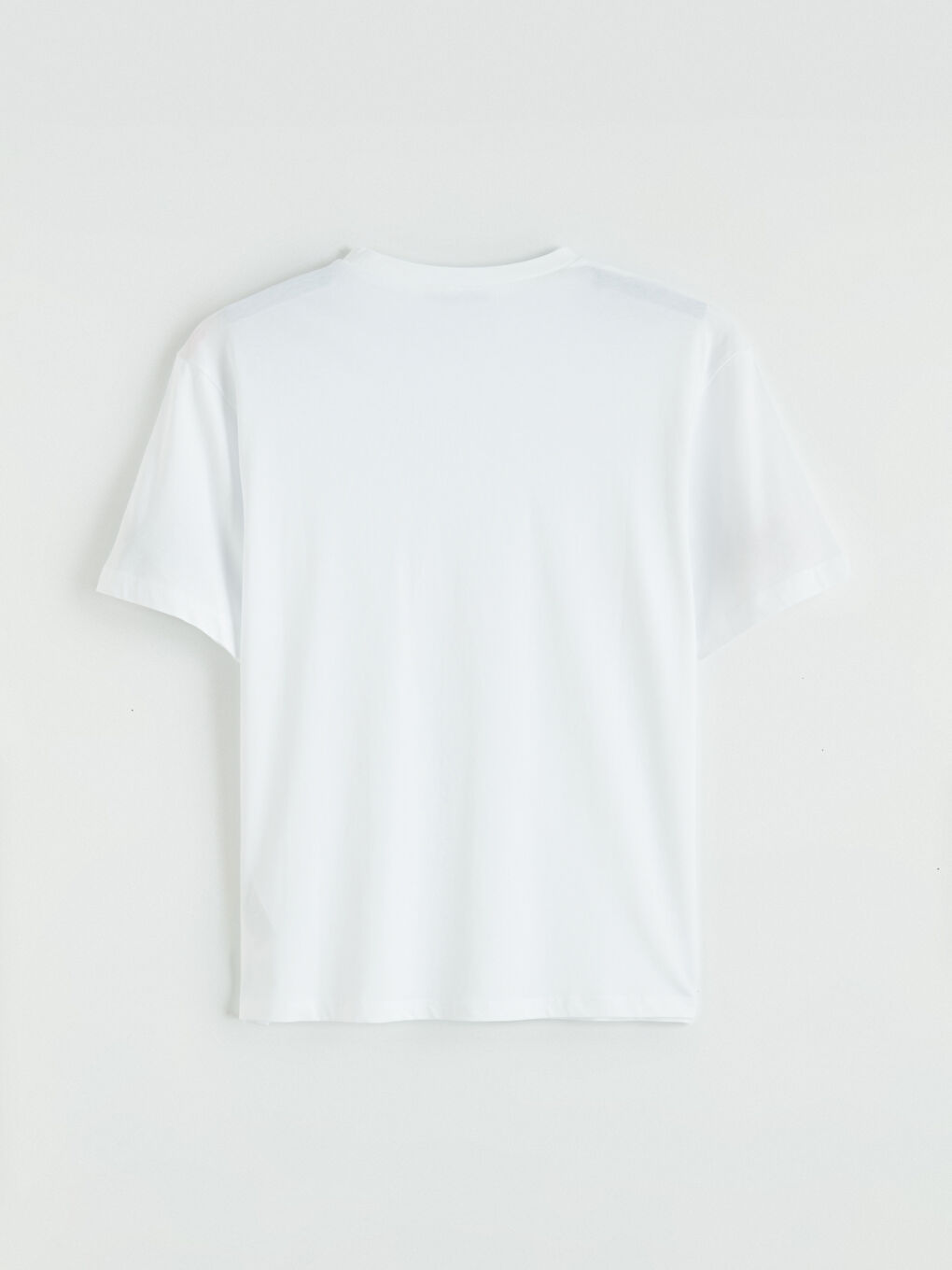 Beyaz Bisiklet Yaka Oversize Kadın Tişört-6