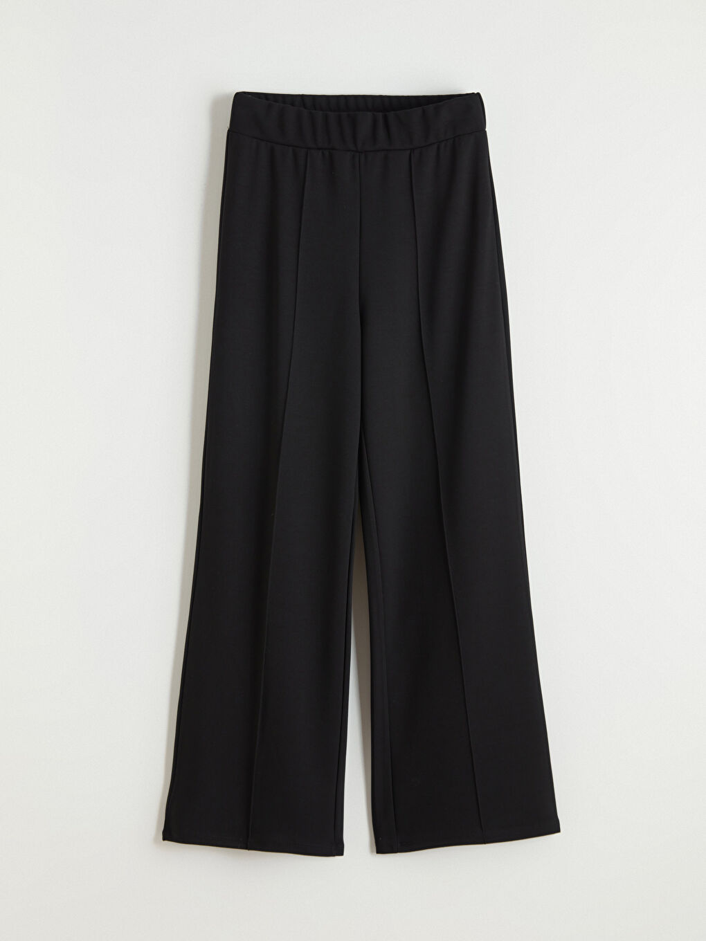 Siyah Beli Lastikli Geniş Paça Kadın Eşofman Altı	-4