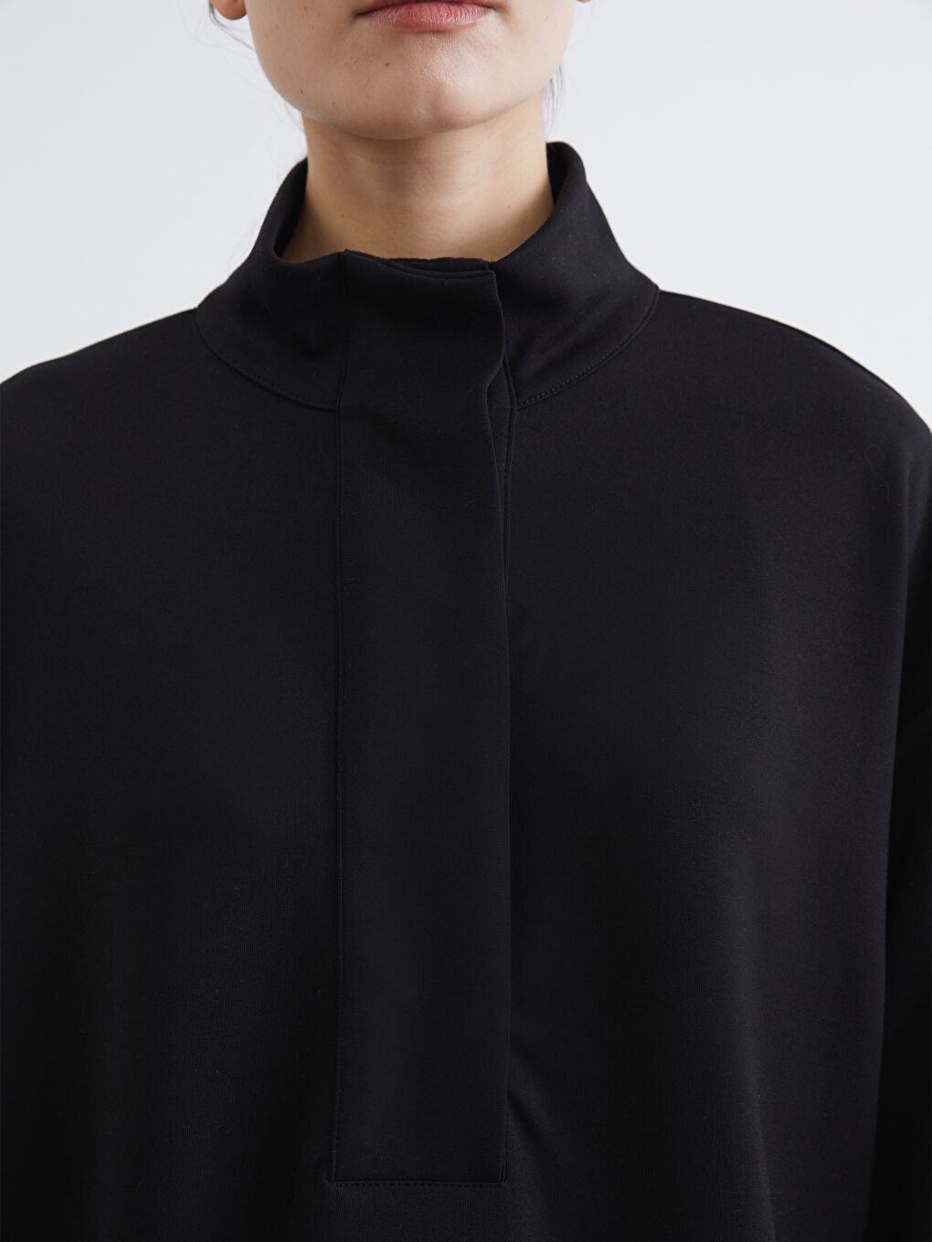 Siyah Soft Touch Oversize Kadın Sweatshirt Tunik-2