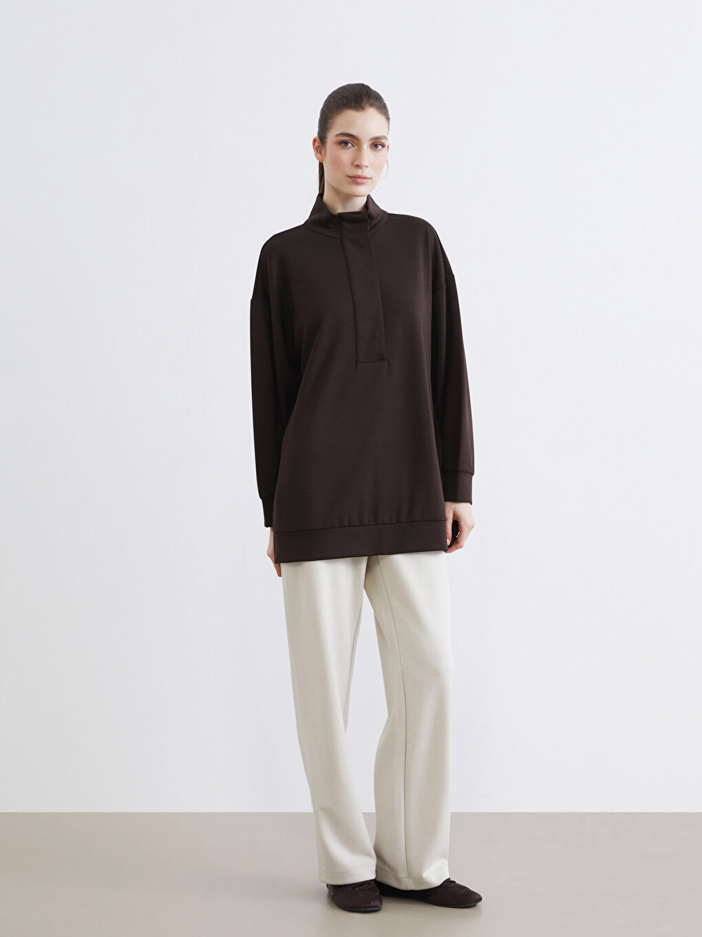 لمسة ناعمة أوفرسايز سويت شيرت تونيك نساء-1