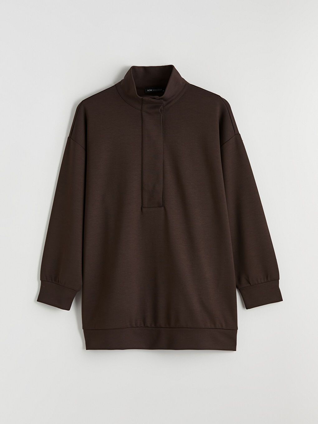 Kahverengi Soft Touch Oversize Kadın Sweatshirt Tunik