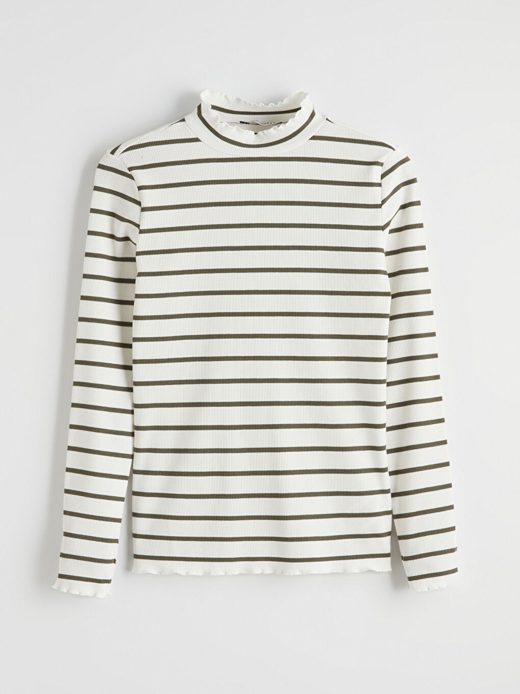 Yeşil Dik Yaka Çizgili Kadın Body