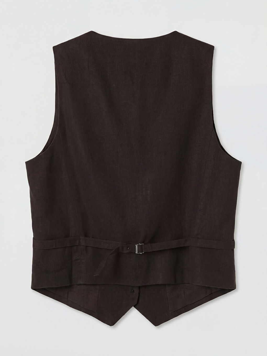 V Yaka Keten Karışımlı Kadın Klasik Yelek-1