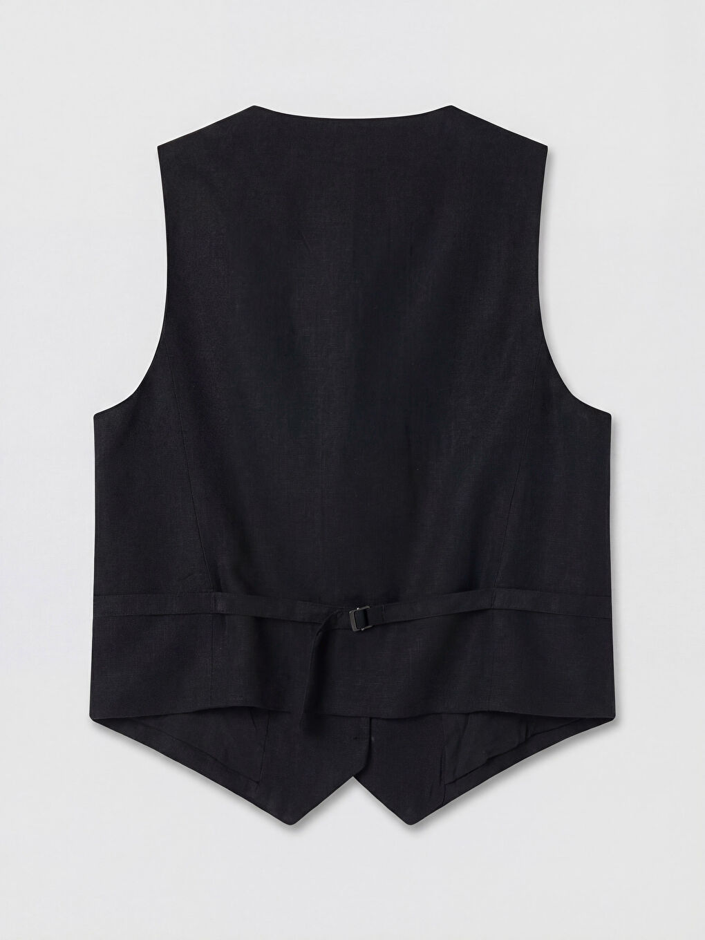 V Yaka Keten Karışımlı Kadın Klasik Yelek-1