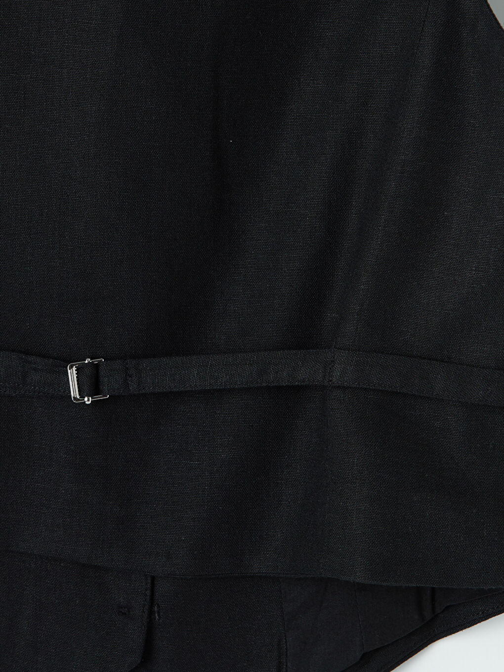 V Yaka Keten Karışımlı Kadın Klasik Yelek-3