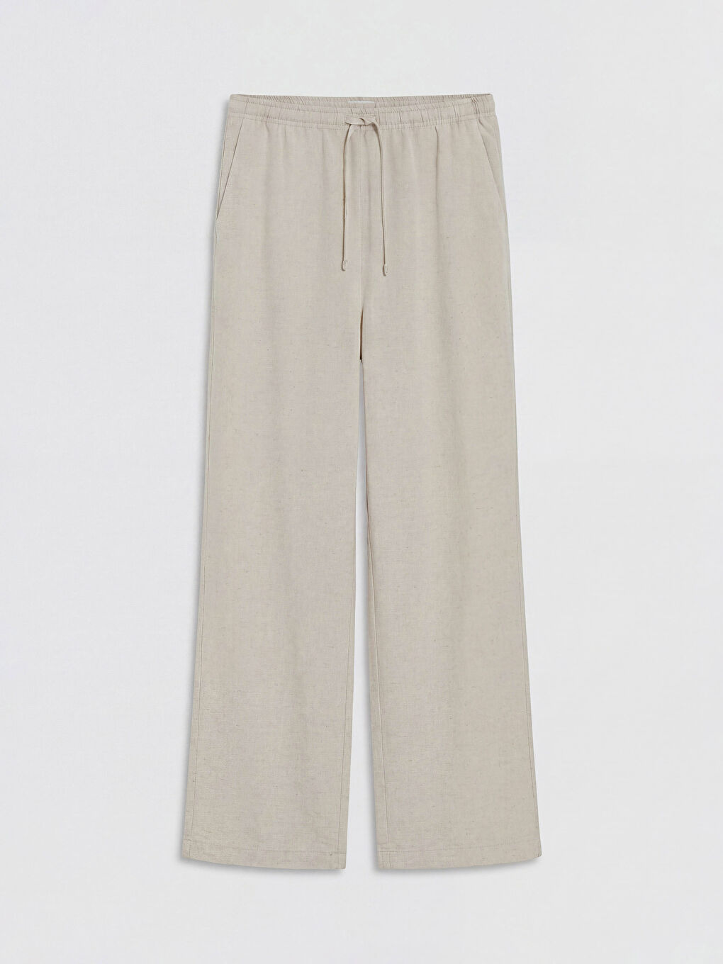Elastic Waist Linen Blend Women's Trousers-4